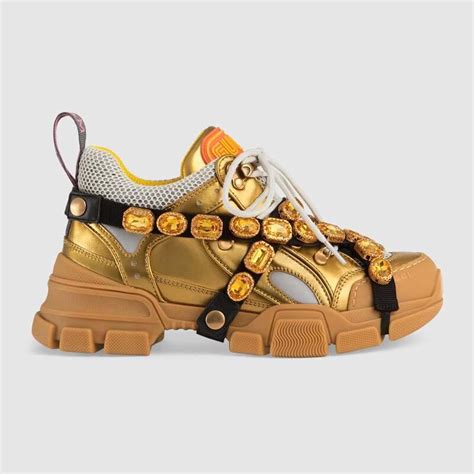 gucci flashtrek gold|Gucci flashtrek with crystals white.